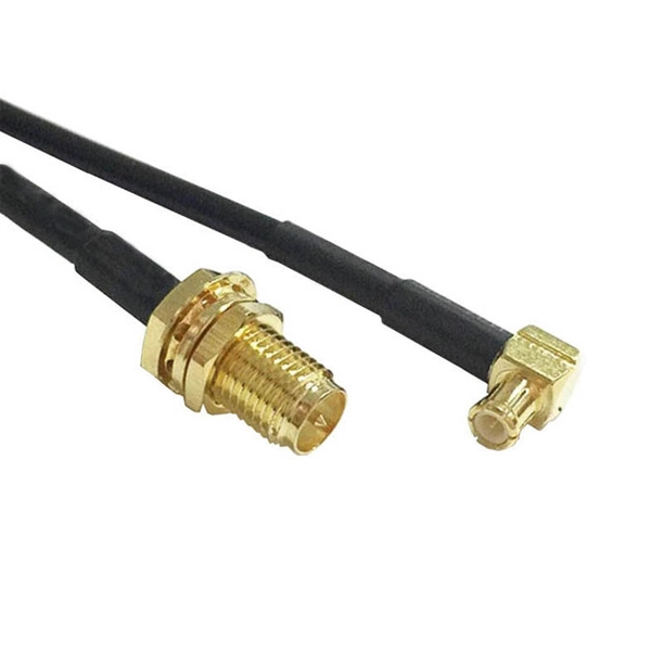 reverse polarity sma female straight to mcx male right angle coax cable ac cab rpsmaf mcxr am