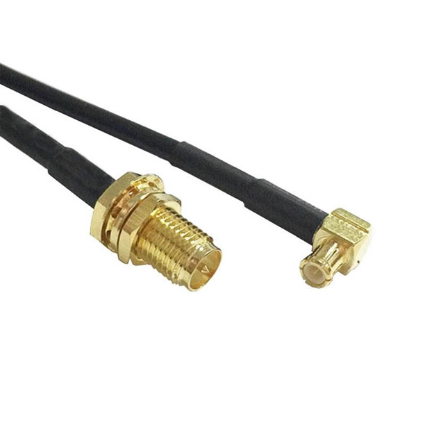 Reverse Polarity SMA Female Straight to MCX Male Right Angle Coax Cable AC-CAB-RPSMAF-MCXR/AM