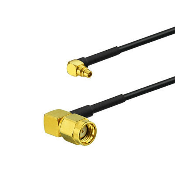 reverse polarity sma male right angle to mcx male right angle coax cable ac cab smaram mcxram