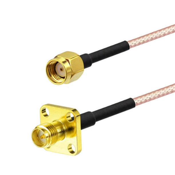 rp sma male straight to sma panel mount female straight coax cable ac cab rpsmam rpsmakf3f